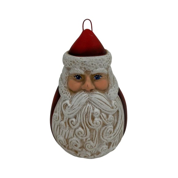 Vintage Ceramic Santa Claus Christmas Ornament Face with Ornate Beard - Picture 1 of 3